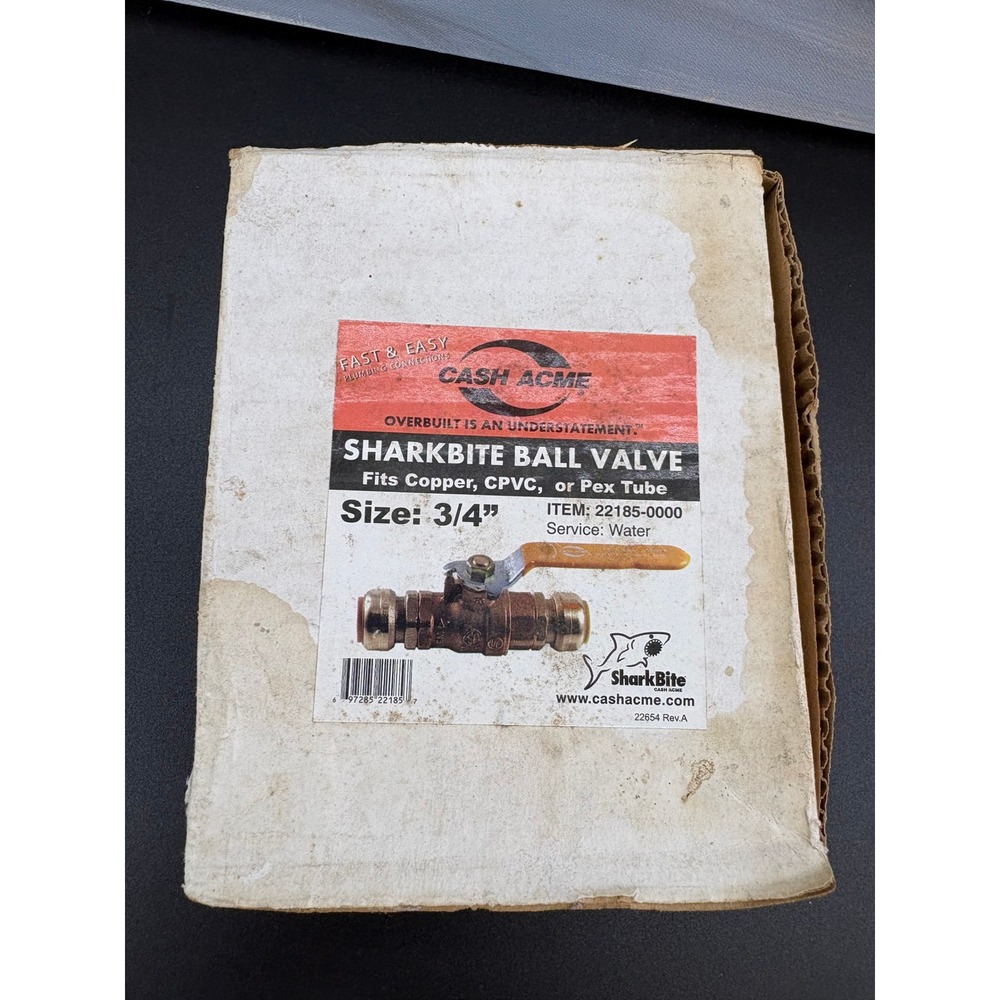 Cash Acme SharkBite 3/4" Brass Ball Valve Push-to-Connect 22185-0000